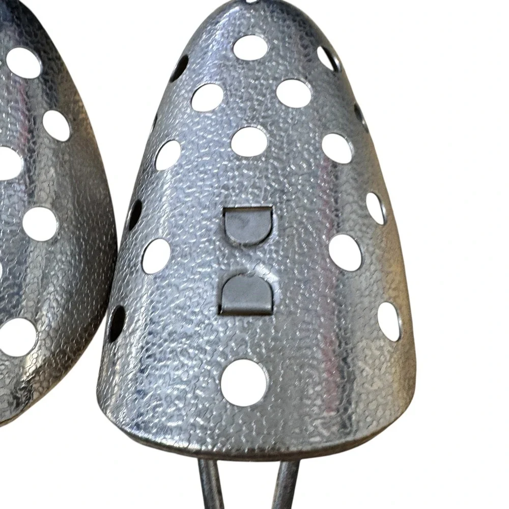 EKCO Adjustable Metal Shoe Trees Perforated Silver Tone Pair Vintage 10